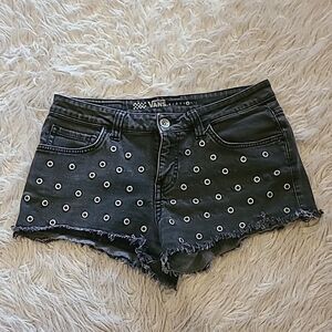 Vans womens black and silver embellished cut off‎ jean shorts size 9